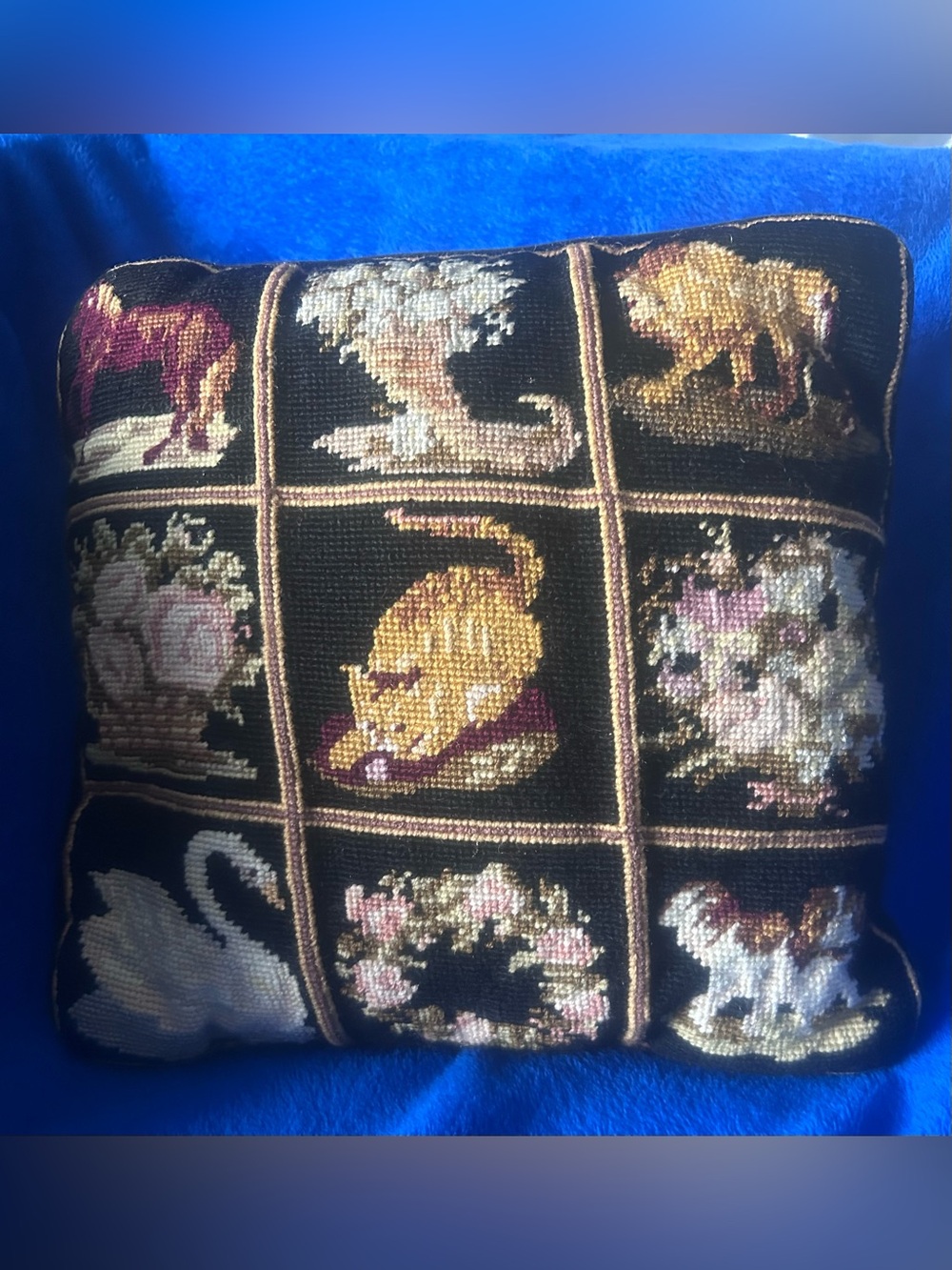 Elizabeth Bradley “Patchwork Pieces “ needlepoint throw pillow!